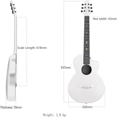 Carbon Fiber Acoustic Guitar, 38-inch Steel-string Guitarra Travel Guitar,Durable 6-string Ultra-thin Guitar for Beginners Intermediate Learners & Adults (Radiant Pearl) image 2