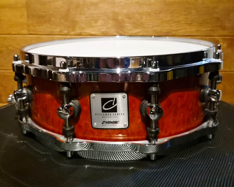 Sonor Designer 14"*5" Red Cherry birdseye maple snare image 1