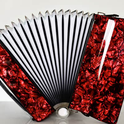 NEW Weltmeister Achat 80 Piano Accordion made in Germany, 80 Bass buttons, Original New Straps and Case, Keyboard Accordian, Red, Shipping from USA image 8