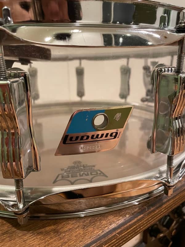 Ludwig 5x14" Vistalite Acrylic 10-Lug Snare Drum with P-85 Strainer 1970s - Clear image 1