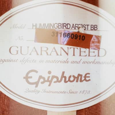 Limited Edition Epiphone Hummingbird Artist Dreadnought Acoustic Guitar in Blue Burst image 10
