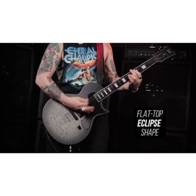 ESP LTD EC-01FT 6-String Right-Handed Electric Guitar with Mahogany Body, Quilted Maple Top, and Macassar Ebony Fingerboard (Charcoal Burst Satin Teardrop) image 6