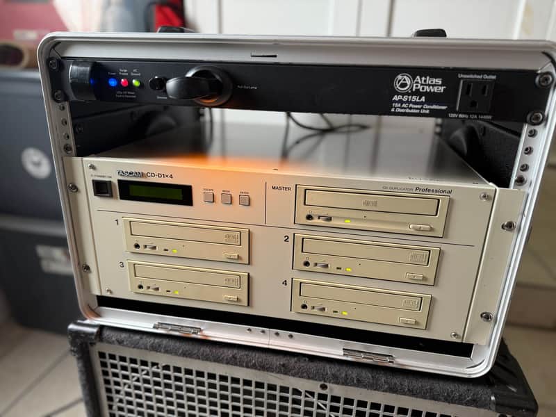TASCAM CD-D1x4 Professional CD Duplicator w/ Gator Rack Case & Atlas Power Conditioner image 1