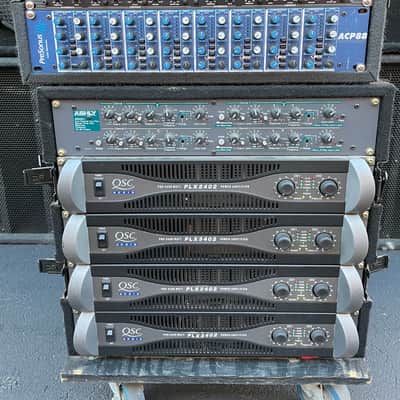Community,(Forsythe, Ashley, QSC, Alesis, dbx) QSC PLX3402; QSC PLX2402; Ashley XR2001; Presonus ACP88; DBX 266XL; Alesis Midiverb4; 16x4 50 foot audio snake; 220V stage power distribution; Sonic M12, 90's - Tolex - Cloth image 5