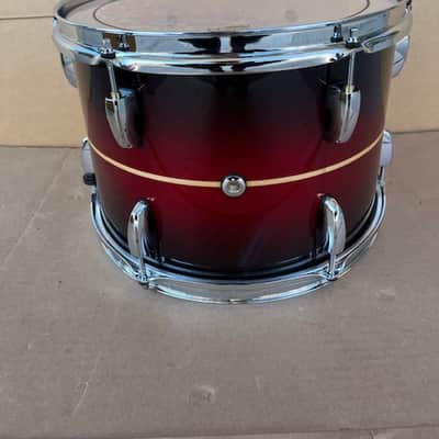 Pearl Masters Maple Complete 13"x9" Rack Tom W/ Super Hoop & Optimount - Red Burst Stripe image 4