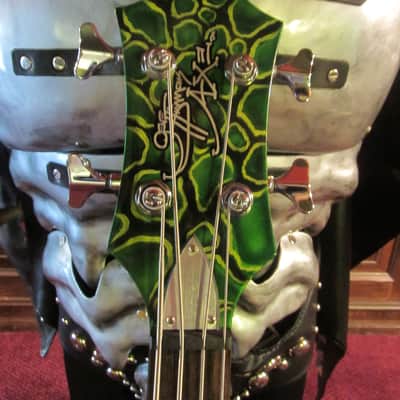Gene Simmons Cort Axe Bass - Custom Painted by Gentry Riley - Green Serpent image 11