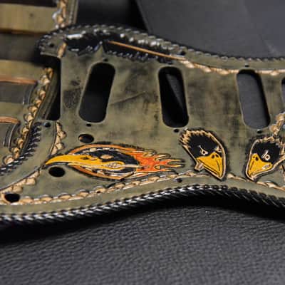 Guitar Leather strap 3.5" Black Crowes this is custom but will show anything can go on a strap image 13