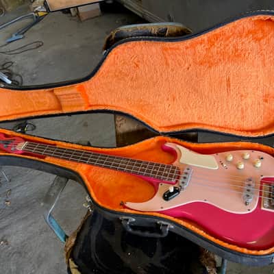 Vintage 1950s 1960s Burns London ‘Custom’ Pink Sonic Bass Guitar Ex. Bill Wyman *Ronnie Lane* image 17