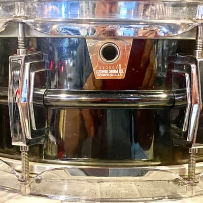 90s Ludwig Black Beauty  5x14" 10-Lug Brass Snare Drum Black Nickel-Chrome Plated image 1