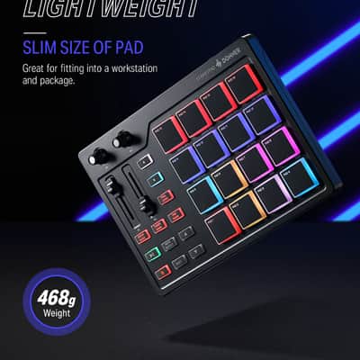 Donner MIDI Pad Beat Maker Machine Professional, Drum Machine with 16 Beat Pads, 2 Assignable Fader & Knobs and Music Production Software image 4