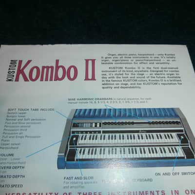 Vintage 1960's Kustom Kombo II Organ / Piano Tuck and Roll Flyer! RARE! image 5