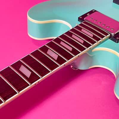 1998 Epiphone Riviera rare color Turquoise frequensator tailpiece image 19