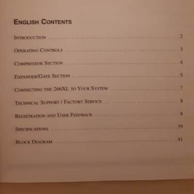 dbx 266XL Compressor/Gate Owner/Operator Manual in English, French, German and Italian image 2