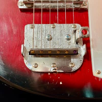 Zenon Teisco TRE-100 1962-64 electric gold foil pickups vibrato Red black burst image 11