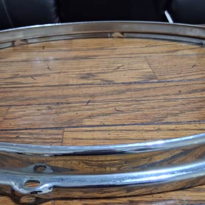 Vintage 1960-64 Ludwig 16" 8-Lug Chrome Over Brass (COB) Tom Hoops - Matching Pair - DEAD FLAT image 3