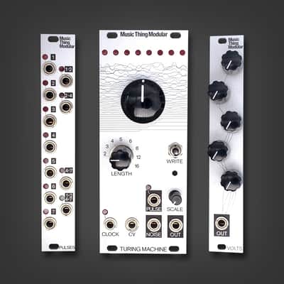 Music Thing Modular Turing Machine Mk 2 with Pulses and Volts expanders feat. aluminum panels image 1