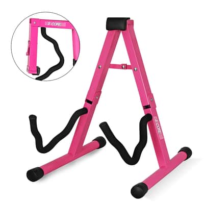 5 Core Guitar Stand A Frame w Soft Foam Arm Non Slip Rubber for Acoustic Electric Bass image 2
