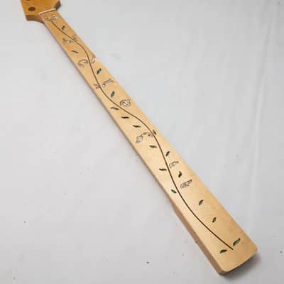 Fretless 4 String Jazz Bass Style Neck, Maple Neck Tree of Life Inlay image 1