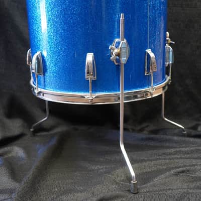 Vintage 1967 - Ludwig USA 16x16" Maple Floor Tom w/ Legs - Blue Sparkle Wrap image 8