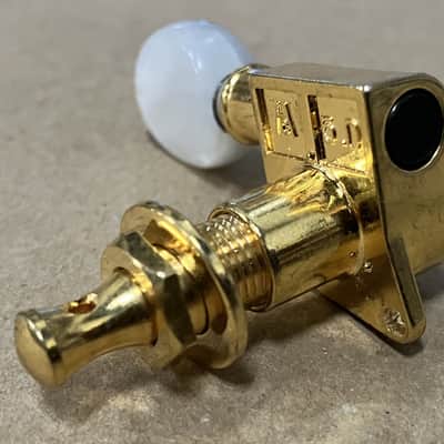 Grover- mini tuner, gold with pearl button, single tuner image 4