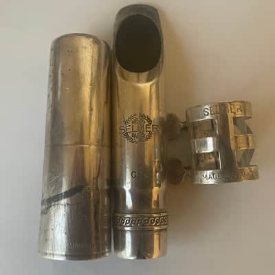 Vintage Selmer C** Long Shank Metal Alto Saxophone Mouthpiece with Selmer Ligature and Cap image 1