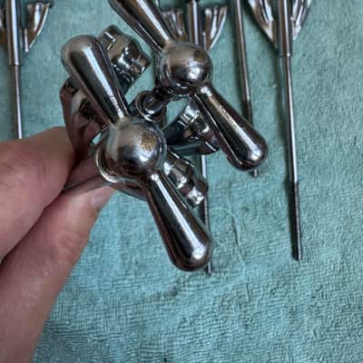 Ludwig Lot of 8 Pre Serial Bowtie Clubdate Bass Drum Tension Rods + Claws 7” Lot #2 60s - Chrome image 11