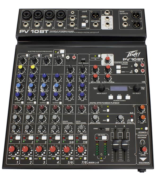 Peavey PV 10 BT 8-Channel Mixer w/ Bluetooth 3-Band EQ Bypass for Recording image 1