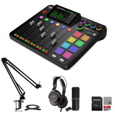 Rode RODECaster Pro II Audio Production Studio Bundle with Zoom ZDM-1 Podcast Mic Pack, StreamEye Adjustable Boom Arm, 32GB microSD Card and StreamEye Polishing Cloth image 1