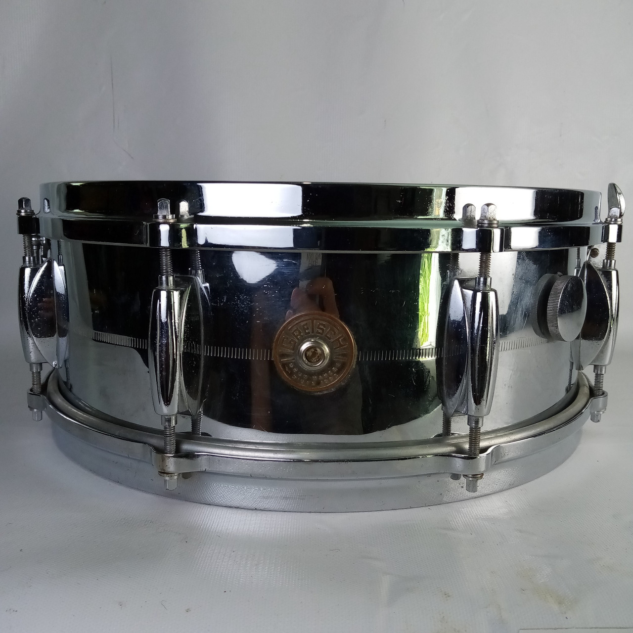 Gretsch COB 4160 Lightning Throw-Off Round Badge Snare Drum Brass+Cast Rims 60s — main photograph
