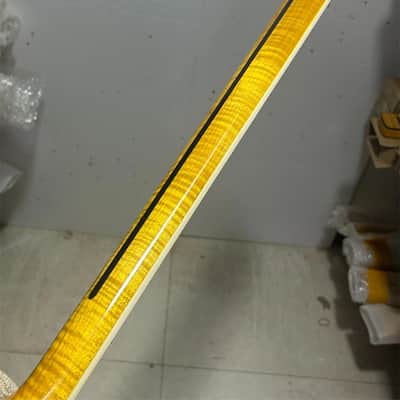 AAA 4 string Yellow Gloss Flame Maple Electric Bass neck 20 Fret Rosewood Inlay image 7