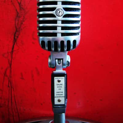 Vintage 1960's Shure 55S dynamic cardioid microphone w Atlas DS-10 desk stand 55 55SW 556S prop display image 7