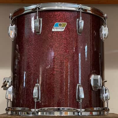 1970's Ludwig 3-Ply Burgundy Sparkle 15x26 13/14/16/18/26 Drum Kit Re-Wrap image 14