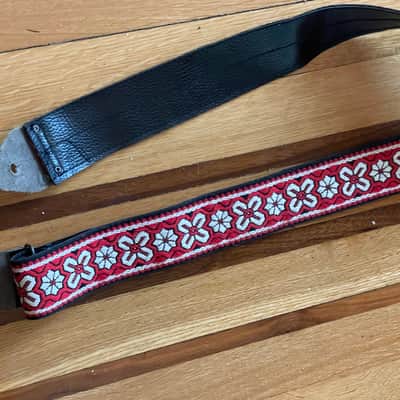 NEAR-MINT vintage 1960's ACE Bob Dylan hendrix clapton guitar strap rare red floral kurt cobain hootenanny image 8