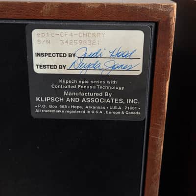 Klipsch Epic CF-4 2-Way Floorstanding Cherry Speaker Pair w/ Single Changed Speaker image 14