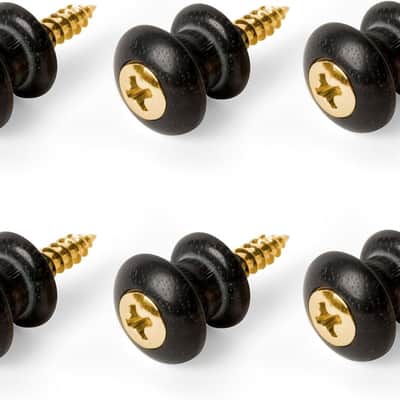 Waverly Guitar Strap Button, Ebony Button, Gold Screw - 6 Pack image 1
