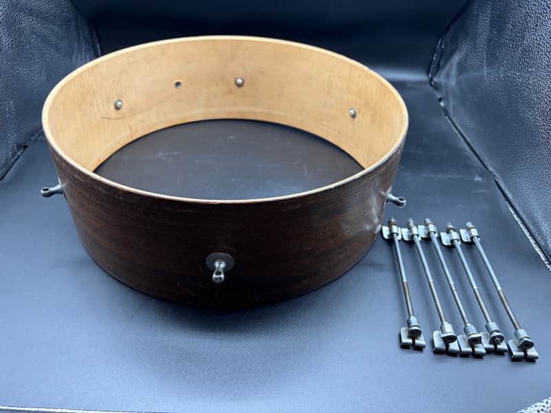 For Restoration Kent Vintage Mahogany Snare Drum Single Point Lugs 1950s Mahogany Wood Needs Parts! image 1