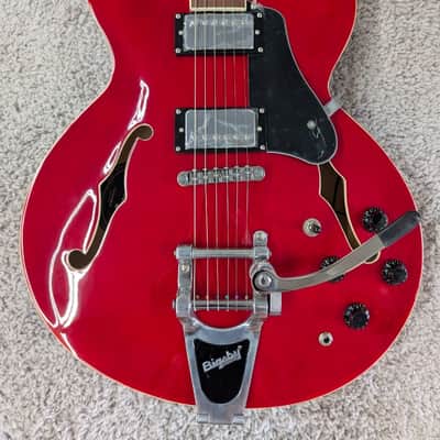 Vintage VSA500B ReIssued Semi Acoustic Guitar w/Bigsby ~ Cherry Red - ON SALE ! image 3