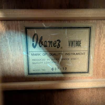 Ibanez Vintage 637-12 MIJ Acoustic 12-String Guitar image 4