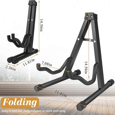 Cello Stand Adjustable, Folding Cello Support Stand, A-Frame Folding Cello Holder Compatible for Violin 1/8-4/4 Cellos Guitars Electric Bass Electric Guitar Stand Acoustic, Black (black) image 2