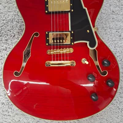 D'Angelico Excel DC Semi-Hollow Body Electric Guitar w/Hard Case, Trans Cherry image 2