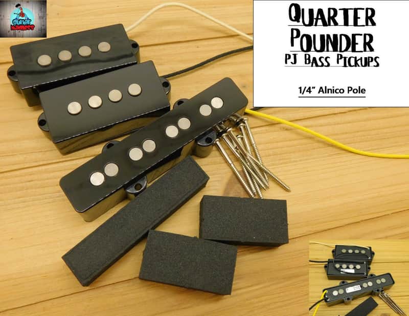 Quarter Pound Alnico 5 PJ Bass Neck and Bridge Pickup Set image 1