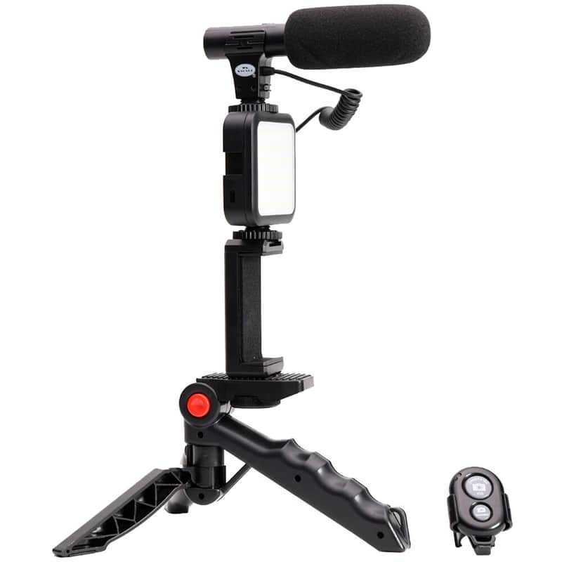 Savage Mobile Vlogging Kit with Microphone, LED Light, Phone Holder and Handheld/Tabletop Adaptable Stand for Vloggers and Youtubers image 1