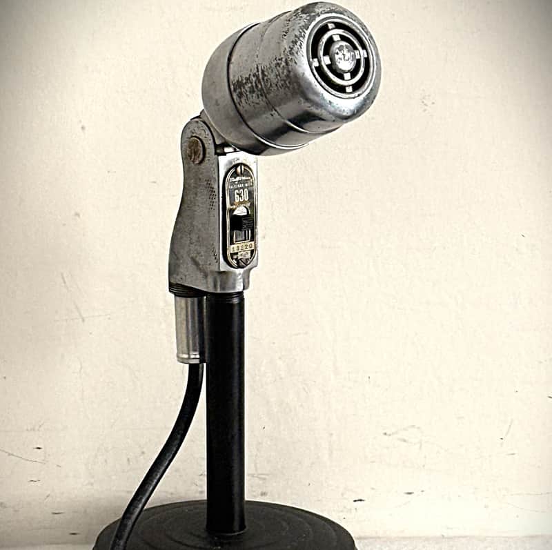 Vintage 1950’s Electro Voice 630 Dynamic Microphone, working, stand w/cable image 1
