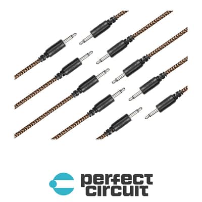 LMNTL 3.5mm Braided Patch Cable 10-Pack - 48IN (Black Tip Black + Gold)