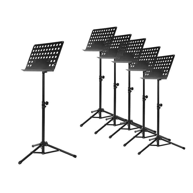 OEM 6 Pack NEW Perforated Tripod Orchestral Music Stand, Black image 1