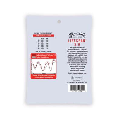 Martin MA540T Authentic Acoustic Lifespan 92/8 Phosphor Bronze Light Guitar Strings. 12-54 image 2