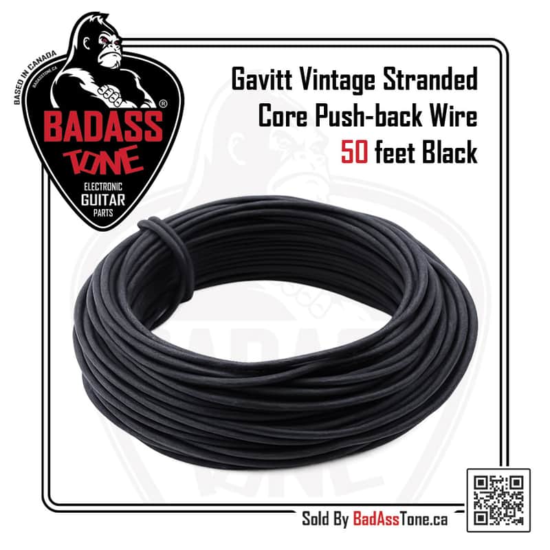 Gavitt 50ft Gavitt Vintage Cloth Wire - Black Stranded Core Push-Back Guitar Wire image 1