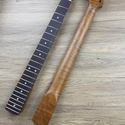 Roasted Tiger Maple Wood Guitar Strat Style Neck, Rosewood Fingerboard 22 Frets image 2