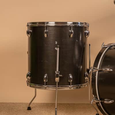 1960s Slingerland Metallic Black Drum Set 14x20 8x12 and 16x16 image 3