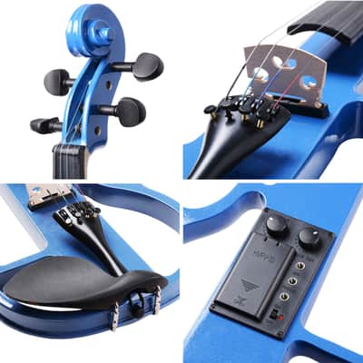 Cxxss 4/4 Violin Electric Violin(right hand)Blue-US image 5